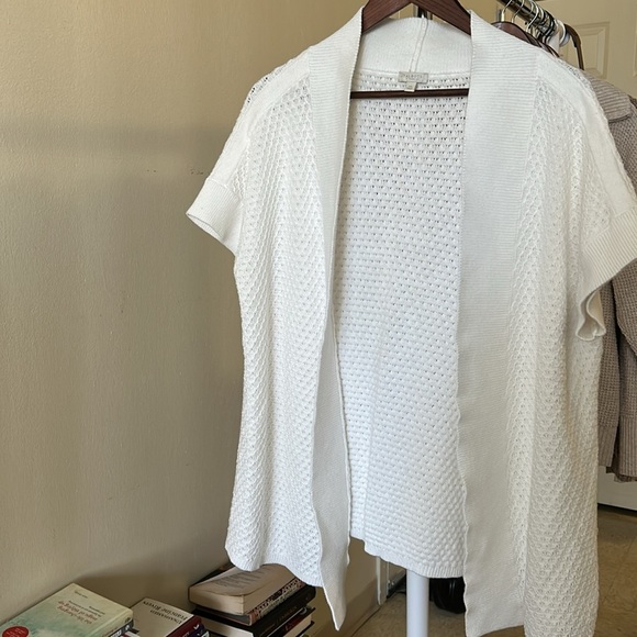 100% Cotton White Knit Open Cardigan - Picture 1 of 7
